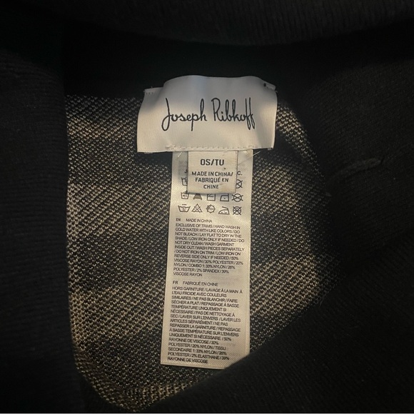 JOSEPH RIBKOFF BLACK/OATMEAL COWL NECK PLAID PONCHO - Picture 12 of 12